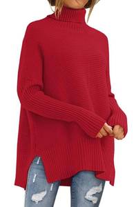 lot 3719 image: LILLUSORY Womens Turtleneck Oversized Tunic Early Fall Fashion Must Have Sweaters 2025 Casual Long Pullover Plus Size Winter Cute Poncho Cozy Work Old Money Clothes Outfits Clothing Tops Leggings Red