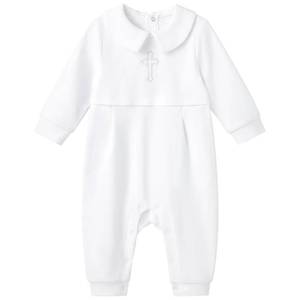 lot 3721 image: pureborn Baby Boys Baptism Romper Cotton Long Sleeve Christening Jumpsuit For Infant Boy Baptism Outfit White 12-18 Months