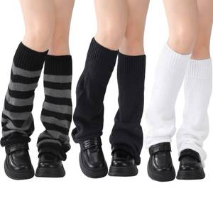 lot 3735 image: Jspupifip 3 Pairs Y2K Leg Warmers - Kawaii Star Knitted Flared Leg Socks for Goth, E-Girl, Ballet & Streetwear