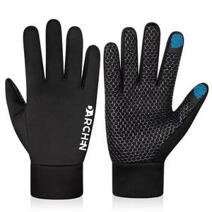 lot 3740 image: DARCHEN Kids Winter Gloves Black Cycling Gloves Running Water Repellent Touchscreen Warm Fleece Anti-Slip for Boys Girls Age 4-12 Years Old Cycling Football Gloves