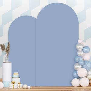 lot 3741 image: PATYDEST Dusty Blue Arch Cover Set of 2 Spandex Fitted Arch Stand Cover 7.2FT 6FT Wedding Arch Backdrop Stands Cover Round Top Chiara Arch Frame Cover Backdrop Fabric for Baby Shower Arch Decor