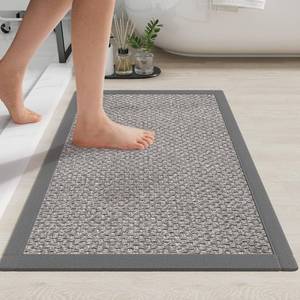 lot 3742 image: YDKGL Non Slip Bath Mat Bathroom Rugs, Soft Jute-Like Ultra Thin Bath Mats, Rubber Backing Super Absorbent Quick Dry Bath Rug Shower Mat Fit Under Door Bathroom Floor, Machine Washable, Gray 16 x 24