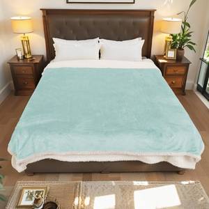 lot 3756 image: Electric Heated Blanket Full Size 72x84, Dual-Sided Soft Flannel & Sherpa, LCD Display 10 Heat Settings with 1-12H Timer & Overnight Safe, Bed & Couch, Machine Washable, Light Green