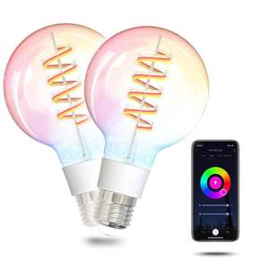 lot 3779 image: MOES Smart G80 Edison LED Light Bulbs, Color Changing WiFi G25 Smart Bulbs, 2700K-6500K CW& RGB Dimmable, Smart Life Remote Control, Work with AlexaGoogle Home, 450lm 5W (50W Equivalent) 2 Pack