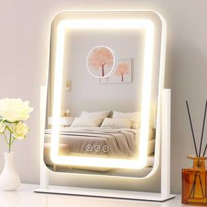 lot 3786 image: Vanity Mirror with Lights,13.1x16.7 LED Makeup Mirror,Lighted Makeup Mirror with Lights, Smart Touch Control Dimmable 3 Modes Light, Lighted Up Mirror for Makeup Desk, Bedroom, Dressing Room