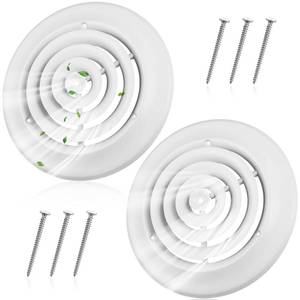 lot 3789 image: Therwen 2 Pieces 8 Inch Round Diffuser HVAC Round Ceiling Vent Cover Replacement Vent Diffuser with Screws to Install Fitting in Duct Outer Dimensions 11-1516