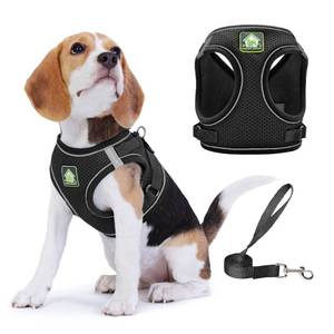lot 3803 image: Jolifield Step in Dog Harness with Leash Set, Adjustable Soft Padded and Breathable Mesh for Small Sized Dog, Reflective No Pull No Choke Cat Vest Harness, Easy Control Pet Vest, Black M