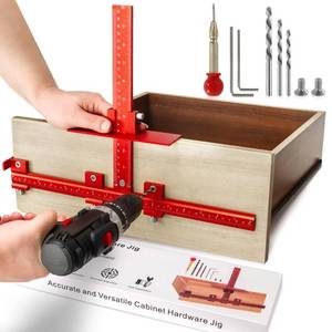 lot 3810 image: DOCXCDO Aluminum Cabinet Hardware Jig Tool for Handles Pulls Knobs, Cabinet Pull Jig with Automatic Center Punch, Hardware Template for Door Drawer Handles Installation