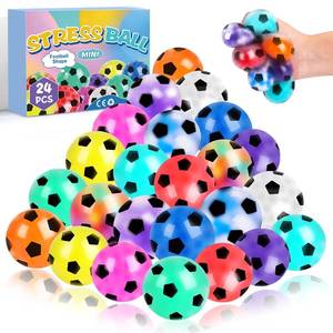 lot 3812 image: 24 Pack Fidget Stress Balls for Adults, Stress Relief Sensory Soccer Stress Ball, Bulk Squishy Squeeze Ball Set for Birthday Gift, Soccer Party Favors, Adult Goodie Bag Stuffers