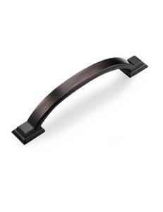 lot 3822 image: Mengico 5 Pack 4 Inch (102mm) Oil Rubbed Bronze Zinc Alloy Cabinet Pulls - Rustic Arch Drawer Handles for Kitchen & Bathroom, Vintage Cabinet Hardware