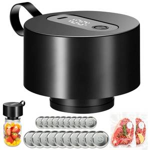 lot 3835 image: Mason Jar Vacuum Sealer Kit 2026 Upgraded Portable Electric Vacuum Sealer Kit - Fits Wide Regular Mouth Mason Jar & Seal Bags - Food Storage for Home Kitchen RV Travel - Black