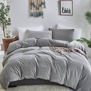 lot 3844 image: CLOTHKNOW Grey King Size Comforter Set 3Pcs Velvet Bedding Comforter Sets Soft Gray Comforter Flannel Comforter with 2 x Pillow Cases