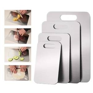 lot 3858 image: 4 Packs Stainless Steel Cutting Boards Set for Kitchen, 304 Steel Metal Chopping Boards for Meat, Fruits & Break, Non-Slip, Dishwasher Safe (15.3x11, 13.4x9, 11.8x8, 9.5x5.9)