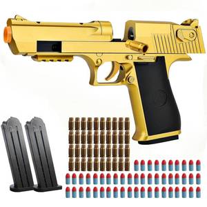 lot 3874 image: SCIERLOL Toy Gun Gold Toy Pistol Shell Ejecting Soft Bullet Gun, Foam Pellet Toy Pistol for Ages 14