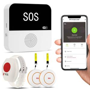 lot 3902 image: PILSAMAS WiFi Caregiver Pager Wireless Call Button with App Alert, Medical Alert Systems for Seniors No Monthly Fee- 2 Caregiver Call Button  Wristband Panic Button, Alert Button for Seniors at Home