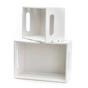 lot 3906 image: Hampton Art Wood Crates Nested 2 Pack, White Wooden Storage Crates for Home D�cor, Crafts, Organizing, Display, and Keepsakes
