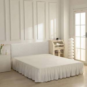 lot 3907 image: Bed Skirt Queen Size Ruffled Bed Skirt with Split Corners, Queen Bed Skirts 14 Inch Drop with Platform, 14 Queen -Ivory