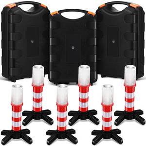 lot 3909 image: Riakrum 4 Pcs Emergency Roadside Flares Bulk Kit LED Safety Strobe Road Warning Light Bright Red Safety Beacon Strobe Light Roadside Flare Magnetic Base Detachable Stand Vehicle (Batteries Excluded)