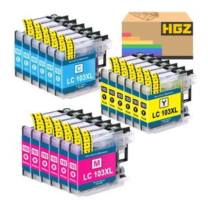 lot 3926 image: HGZ Compatible LC103 LC103XL Ink Cartridges Replaccement for LC103XL Worked for MFC J870DW J450DW J470DW J650DW J4410DW J4510DW J4710DW J6720 (6 Cyan, 6 Magenta, 6 Yellow, 18 Pack)