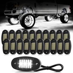 lot 3927 image: Hovano 20 Pods White Rock Lights 6000K Pure White 36 LEDs SMD Chips Super Bright Neon Underglow Light IP68 Waterproof for Pickup Trucks SUV UTV ATV RZR Car Boats (White)