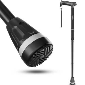lot 3932 image: HEALTHBAZAAR All Terrain Walking Cane for Men & Women, Lightweight, Foldable, Adjustable, Shock Absorption, Collapsible Walking Stick for Seniors & Adults  HealthBazaar (Black)