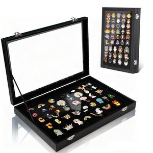lot 3940 image: THAIYXFOEV Enamel Pin Display Case 13.79.4 in Lockable Glass Shadow Box for Pins Collection, pin Display Frame for pin Holder