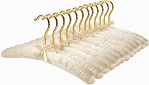 lot 3941 image: Premium Padded Hangers for Womens Clothing - Set of 12 Non-Slip Fabric Hangers for Sweaters, Dresses, Coats, Wedding &amp Bride Hanger, Ivory