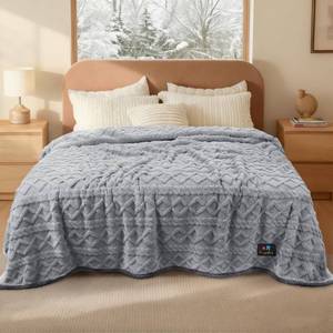 lot 3954 image: Luciphia Waterproof Pet Blanket, Liquid Pee Proof Dog Blanket for Sofa Bed Couch, Reversible Sherpa Fleece Furniture Protector Cover for Small Medium Large Dogs Cats, Light Grey Queen Size 90 x 82