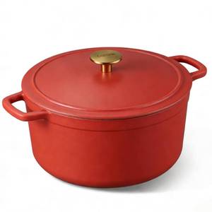 lot 3985 image: CAROTE 5QT Enameled Cast Iron Dutch Oven Pot with Lid, Heavy-Duty Dutch Oven for Sourdough Bread Baking, Braising, Stews, Roasting, Healthy &amp Non-Toxic, Dual Handles, All Stovetop Compatible, Oven Safe up to 500° F, Red