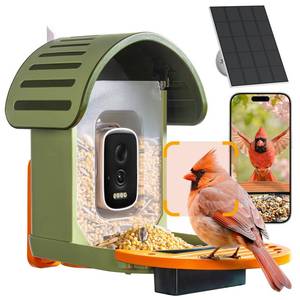 lot 6000 image: Smart Bird Feeder with Camera, 2.5K UHD Bird Feeder Camera Solar Powerd, Sensitive AI Identification, Instant Alerts Capture Video, IP66 Waterproof for Outdoor, Ideal Gift, Green