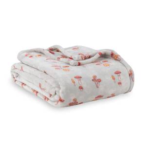 lot 6002 image: Berkshire Blanket-Classic Heavyweight Soft Printed VelvetLoft Plush Blanket, FullQueen Size Soft Fuzzy Warm Blanket for Couch Sofa Bed, Mushroom Field Grey, 90in x 90in