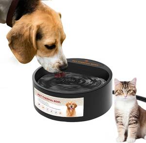 lot 6003 image: NAMSAN Heated Water Bowl for Outdoor Cats, 2.2L Heated Dog Bowl, Provides Drinkable Water in Winter, Heated Pet Drinker for Chickens Rabbits Birds Bath, Livestock Thermal Watering Trough, Black