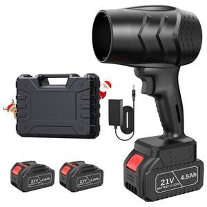 lot 6010 image: Leaf Blower with 21V2 Pcs Batteries, 950000RPM Powerful Fan, High Variable Speed 200 MPH, Handheld Air Blower, Perfect for Car Drying, Patio Cleaning, Lawn Caring, Leaves Blowing (Black)