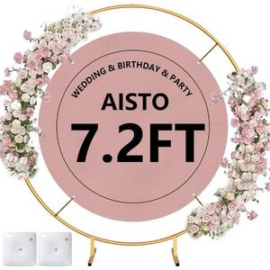 lot 6011 image: Round Backdrop Stand 7.2FT Arch Balloon Golden Metal Circle Garland Frame with Base for Wedding Arches Birthday Party Baby Shower Graduation Decoratio