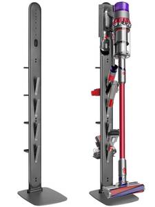lot 6018 image: Haturi Premium Vacuum Stand for Dyson Gen5 V15 V12 V11 V10 V8 V7 V6, Metal Attachment Holder with 4 Hooks & 4 Shelves, Hidden Cord Design, Space-Saving Storage Organizer for Dyson Cordless Vacuums