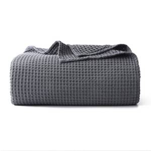 lot 6036 image: 100% Cotton Waffle Blanket (Dark Grey - Twin Size - 66  90), Pre-Washed and Anti-Shrinkage Soft Lightweight Bed & Couch Blanket, 380 GSM Waffle Weave Throw Blanket for All Seasons