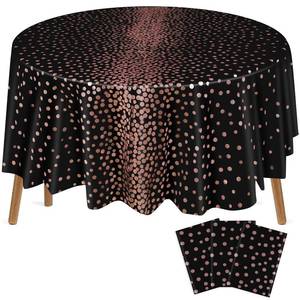 lot 6044 image: VitalCozy Round Dot Tablecloth 84 Inch Plastic Table Cover Polka Dot Confetti Tablecloths for Easter 2026 Graduation Prom Wedding Birthday Spring Party Supplies(Black and Rose Gold,3 Pcs)