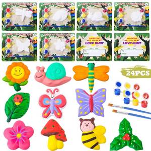 lot 6047 image: Shemira Valentines Day Cards for Kids- 24 Pack of Plaster Painting Kit with Valentines Greeting Cards for Kids, Valentines School Classroom Gifts Exchange, Valentines Party Favor Supplies