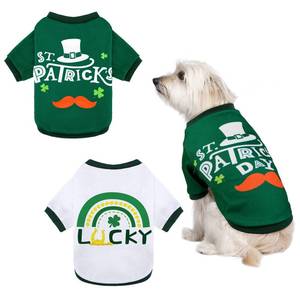 lot 6051 image: Pedgot 2 Pieces St. Patricks Day Pet Shirts Dog Clothes Green Clover Puppy T-Shirt Shamrock Dog Sweatshirt Printed Puppy Shirts Dog Pullover Breathable Dog Apparel for Dog and Cat, Large