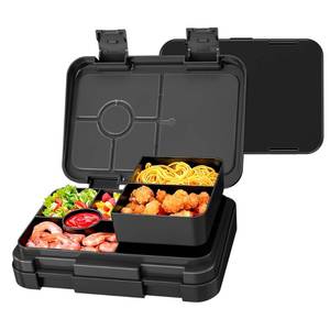 lot 6054 image: MSSWFSG Bento Lunch Box for Kids, 6 Compartments BPA Free, Dishwasher Safe Back to School Snack Bento Lunch Containers Boxes, Ideal Portion Sizes for On-the-Go Meal, Ages 3, School, Black
