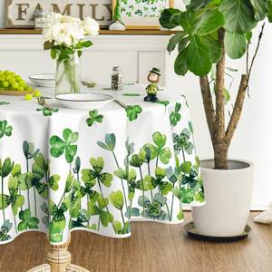 lot 6058 image: Horaldaily St. Patricks Day Tablecloth 60�60 Inch Round, Watercolor Lucky Shamrock Washable Table Cover for Party Picnic Dinner Decor