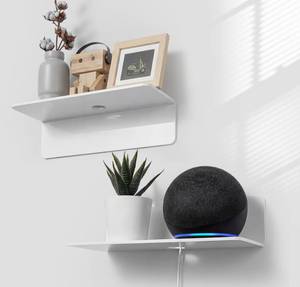lot 6061 image: OAPRIRE White Floating Shelves Wall Mounted Set of 2 - Easily Expand Wall Space - Acrylic Hanging Shelves for Bedroom, Gaming Room, Living Room, Bathroom, Office with Cable Clips