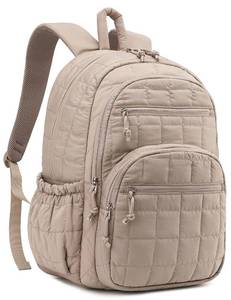 lot 6065 image: CLOKARS Bookbag for Women, Teen Girls Backpack for High School College Student, Puffer Quilted Back Pack Cute Laptop Backpack for Work Travel Mom Casual Daypack, Camel