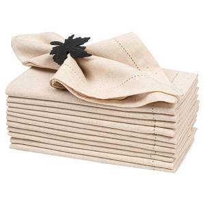 lot 6066 image: Lightnpro Flax Linen Napkins Set of 12 Hemstitched Dinner Cloth Napkins, Washable and Reusable Natural Flax Napkins for Dining, Parties, Weddings, Holiday &amp Everyday Use 18x18 Inch Natural Color