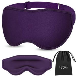 lot 6068 image: Fygrip 3D Eye Mask Sleep Mask for Men & Women, 100% Pressure-Free & Light Block-Out Eye Mask for Sleep with Easy Adjustable Strap, Night Eye Cover for Travel, Purple