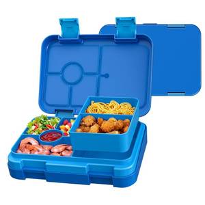 lot 6076 image: MSSWFSG Bento Lunch Box for Kids, 6 Compartments BPA Free, Dishwasher Safe Back to School Snack Bento Lunch Containers Boxes, Ideal Portion Sizes for On-the-Go Meal, Ages 3, School, Blue