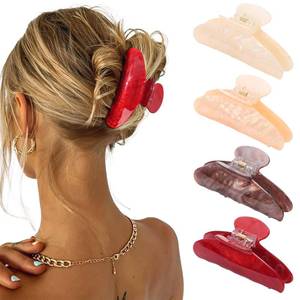 lot 6101 image: 4Pcs Large Acrylic Hair Claw Clips - Strong Hold Thick Hair Banana Barrettes for Women Girls (Hair Clips, Banana