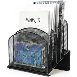 lot 3517 image: Delifox Inclined Desk File Organizer,Vertical File Folder Holder Stand Metal Rack File Sorter for Office Classroom Desktop Organization