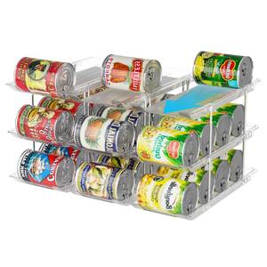 lot 3530 image: LXLXXL Can Organizer For Pantry Canned Food Goods Organizer For Cabinet Clear Automatic Rolling Can Storage Organizer Pantry Holders Rack, Holds Up to 36 Cans