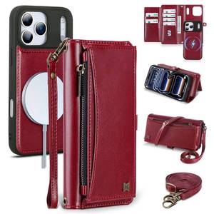 lot 4064 image: BLISLIAR Wallet Case for iPhone 17 Pro with Card HolderCrossbody WalletStrap,RFID BlockingMagnetic PU Leather Phone Case for iPhone 17 Pro,6.3 in,Wine Red